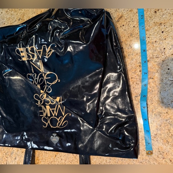 Kate Spade Womens Bon Shopper Bag Tote Black W/ Golden Letters - Picture 7 of 7